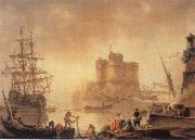 Charles-Francois de la Croix Harbour with a Fortress painting